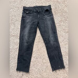 Womens Faded Black Jeans Moussy Vintage Velma Skinny Distressed Stretch Denim 29